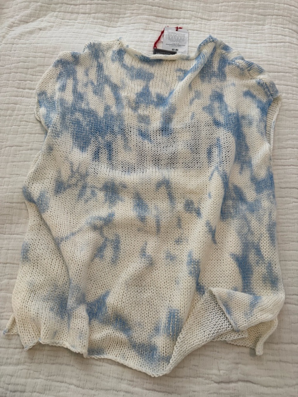 Wooden Ships BEACH Knit Tie-Dye Top in White and Light Blue NWT 0711 - Picture 7 of 8